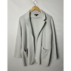 J.Crew Sweater Blazer Womens Large Light Gray Open Front Patch Pockets J0244